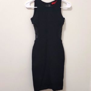 Black sleeve less mesh dress